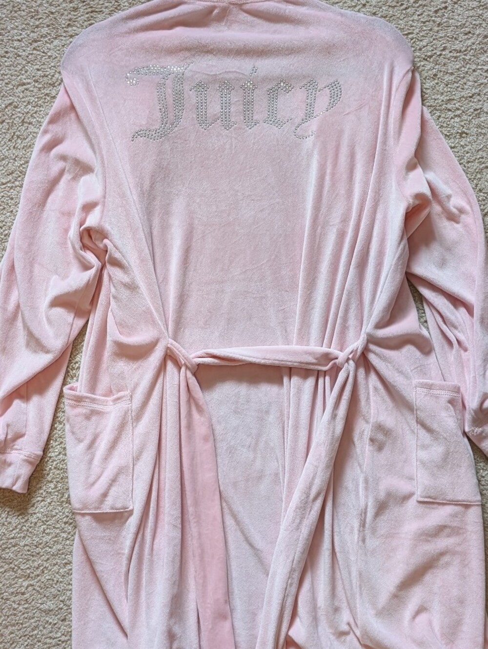 Juicy Couture Light Pink Robe with Rhinestone Logo On Front & Back